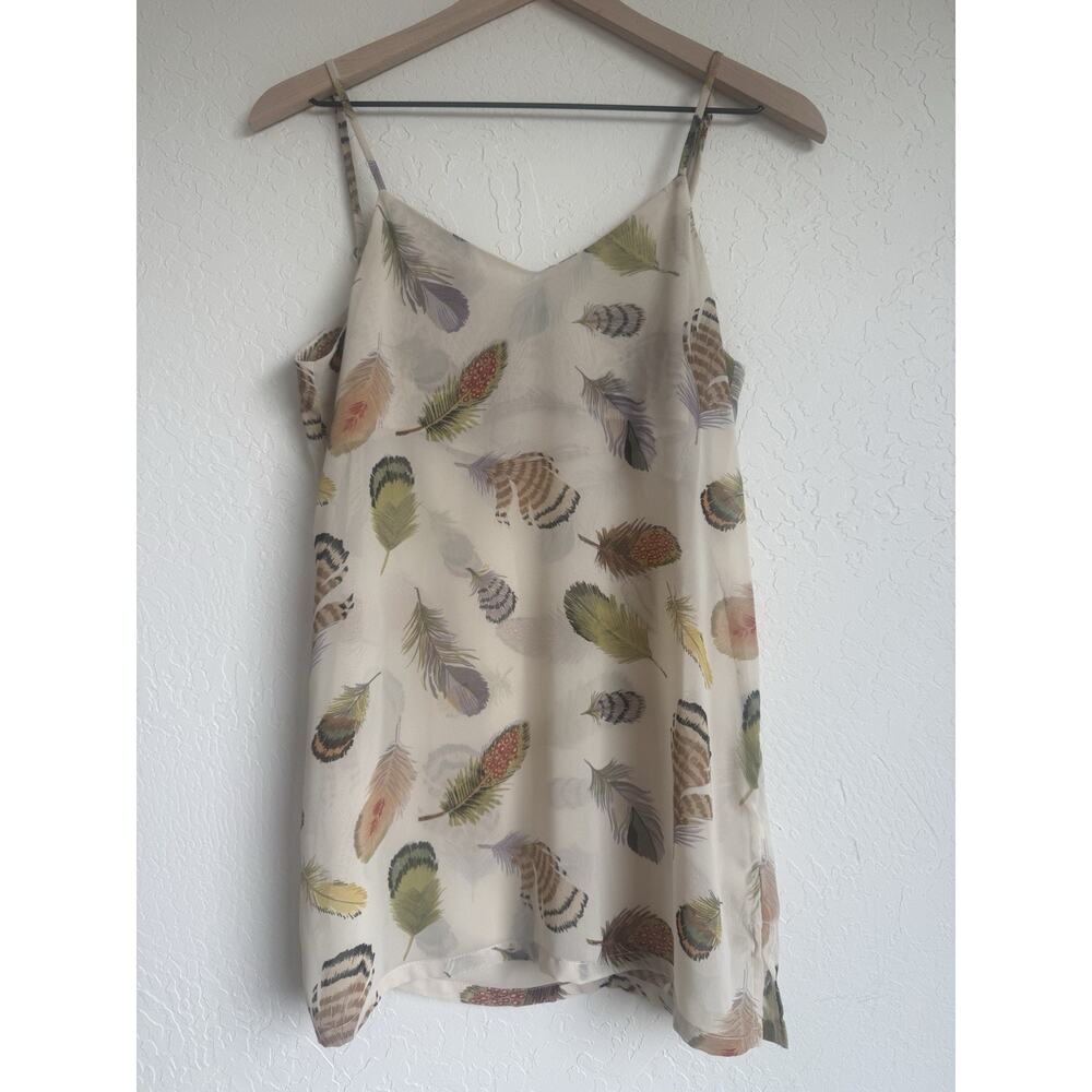Show Me Your Mumu Adjustable Strap Sheer Feather Camisole Top Blouse Size S USA